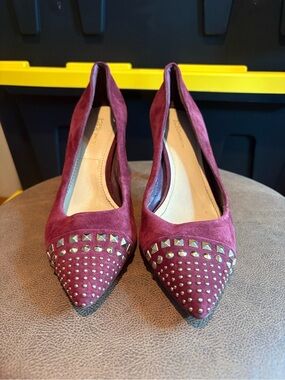 BCBGeneration Burgundy Faux Suede Embellished Heels EUC